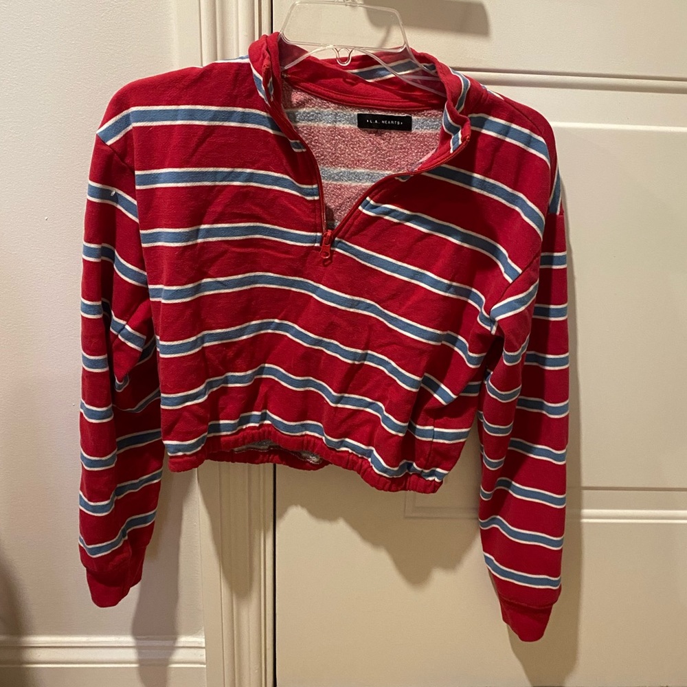LA Hearts cropped quarter zip